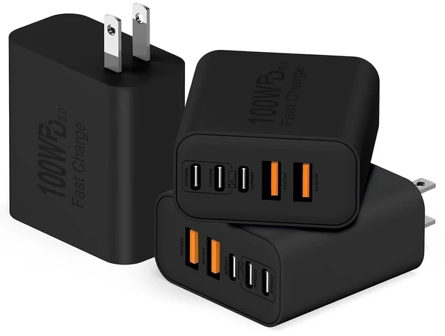 Main image of USB C Wall Fast Charger Block 100W 5-Port Type C Fast Charging Block