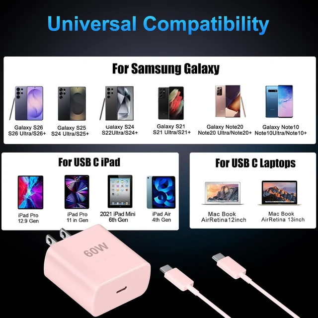 Alt view image 6 of 7 - 60W Super Fast Charger USB C Type C Android Phone Charger Fast Charging
