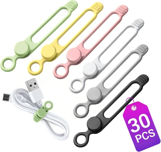 Main image of 30 Pcs Silicone Cable Ties Reusable Data Cable Organizer for Home Office