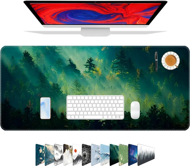 Main image of Mouse Pad Office Desk Mat Large Gaming Keyboard Pad Durable Stitched Edges Washable Smooth Surface Control & Accuracy Extended Computer Mouse Mat (31.5X11.8In)-Green Forest