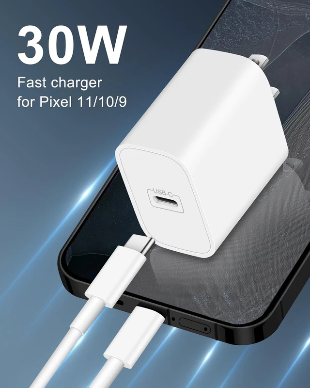 Alt view image 2 of 7 - 30W USB C Fast Charger for Google Pixel 11/11 Pro XL/Fold/10/9/8/7/6 Pro XL