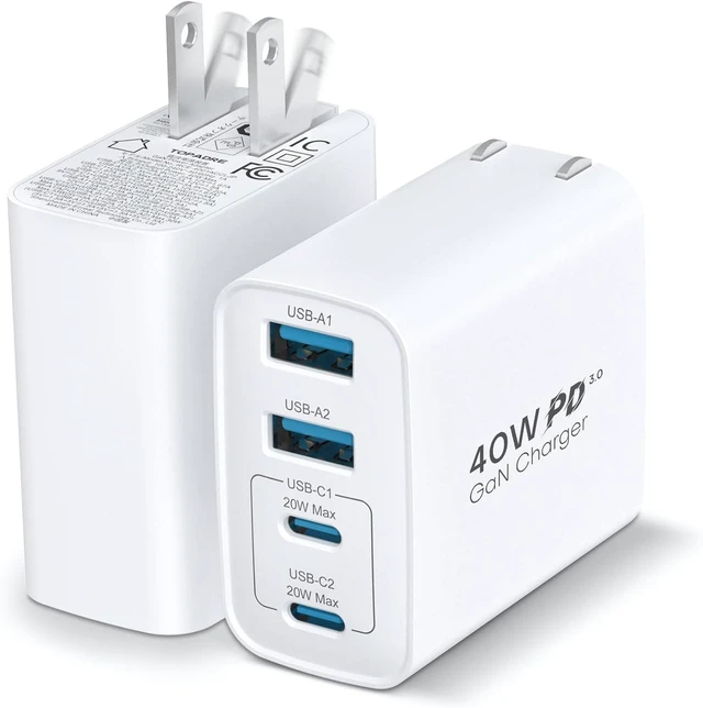 Main image of 40W USB C Charger Block 2-Pack Foldable Wall Charger
