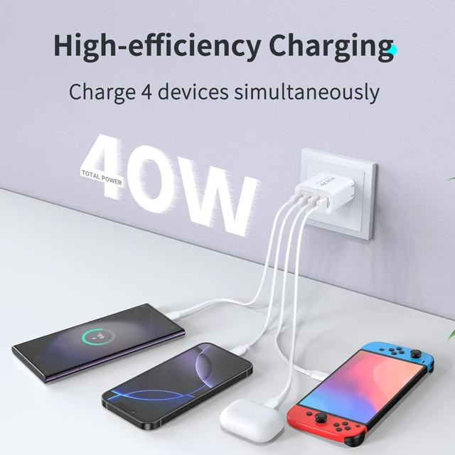 Alt view image 2 of 7 - 40W USB C Charger Block 2-Pack Foldable Wall Charger