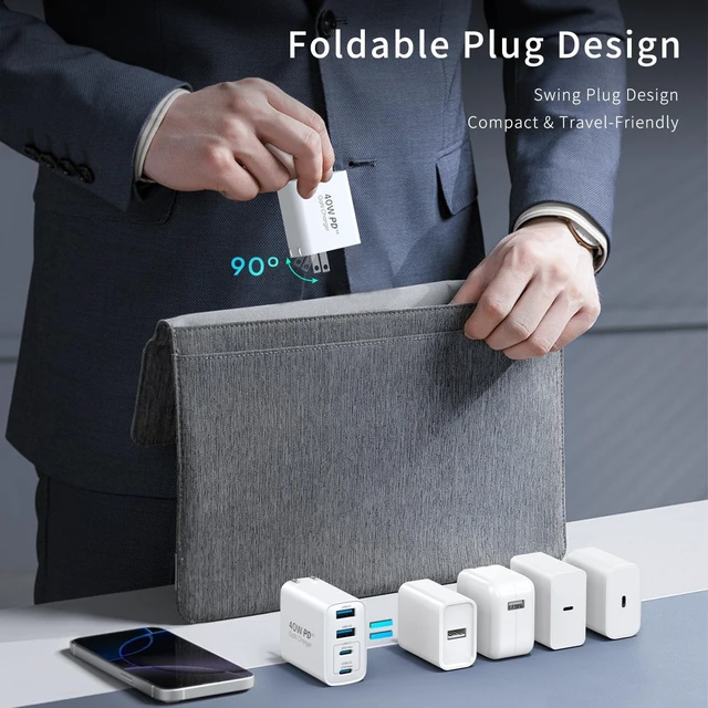 Alt view image 5 of 7 - 40W USB C Charger Block 2-Pack Foldable Wall Charger