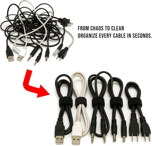 Alt view image 3 of 6 - 130 PCS Reusable Cable Ties 6 Inch Hook & Loop Cable Management Straps