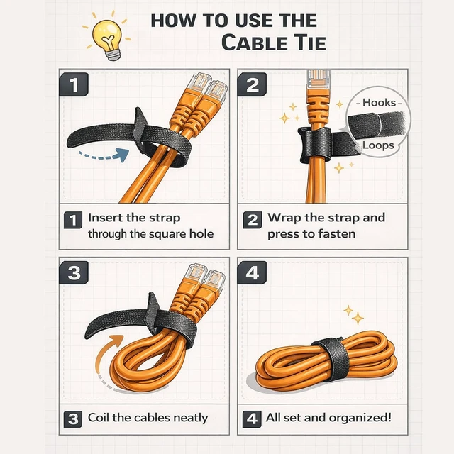 Alt view image 5 of 6 - 130 PCS Reusable Cable Ties 6 Inch Hook & Loop Cable Management Straps