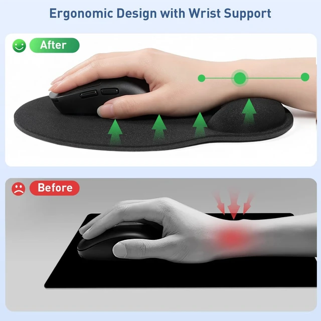 Alt view image 2 of 7 - 2 Pack Ergonomic Gaming Mouse Pad with Wrist SupportBlack