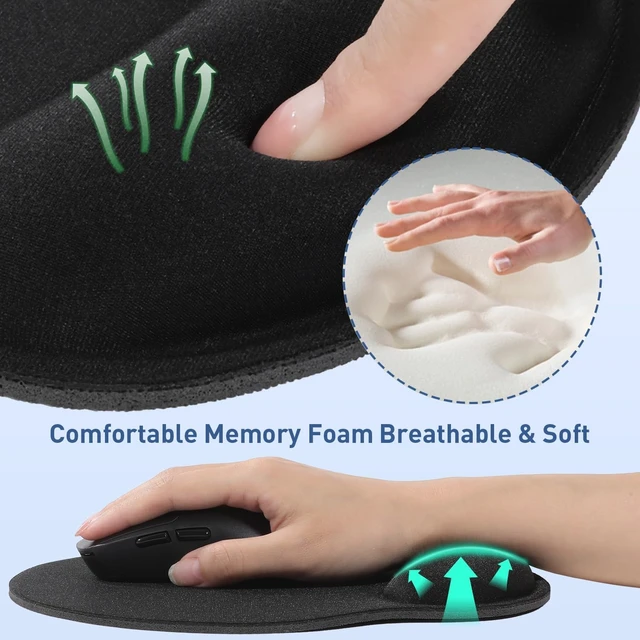 Alt view image 3 of 7 - 2 Pack Ergonomic Gaming Mouse Pad with Wrist SupportBlack