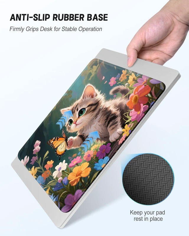 Alt view image 4 of 7 - Mouse Pad Cute Mouse Mat 10 x 8 Colorful Flower Cat