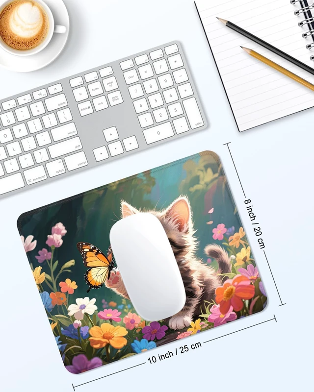 Alt view image 6 of 7 - Mouse Pad Cute Mouse Mat 10 x 8 Colorful Flower Cat