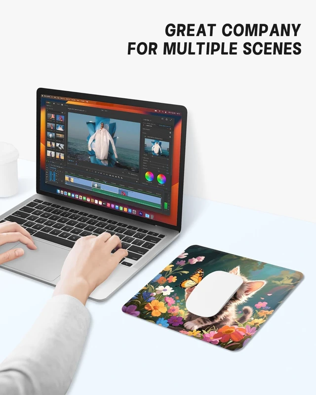 Alt view image 7 of 7 - Mouse Pad Cute Mouse Mat 10 x 8 Colorful Flower Cat