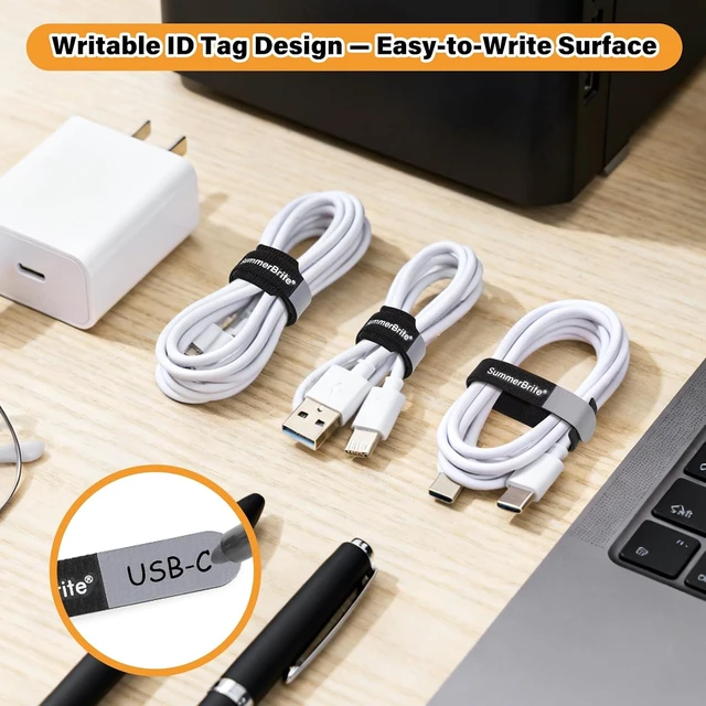 Alt view image 5 of 7 - Cable Ties with Writable Labels Wire Management Black 70 PCS 6 IN
