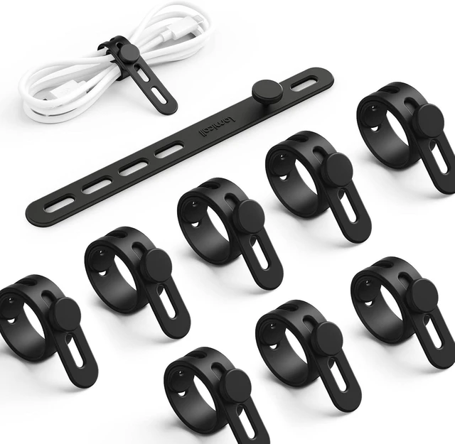 Main image of 10 Pack Silicone Cable Ties Cord Organizer - Wire Management Wraps