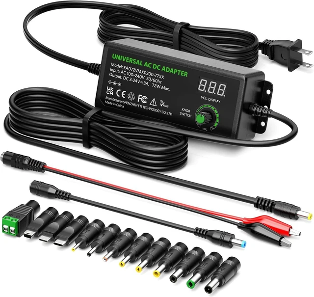Main image of 3V~24V Universal Power Supply Adjustable AC Adapter DC 5V 9V 12V 14V 20V 3A
