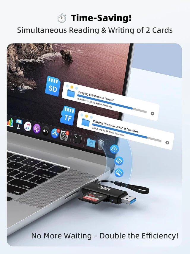 Alt view image 4 of 7 - SD Card Reader USB-C Dual Slot USB 3.0 High-Speed Micro SD Adapter