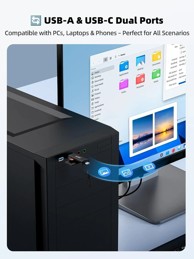 Alt view image 6 of 7 - SD Card Reader USB-C Dual Slot USB 3.0 High-Speed Micro SD Adapter