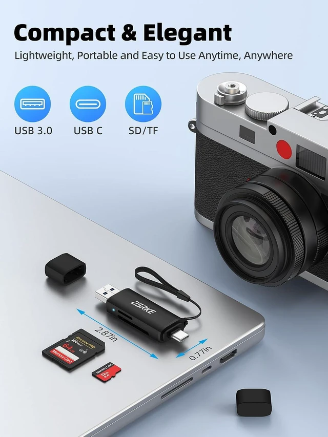 Alt view image 7 of 7 - SD Card Reader USB-C Dual Slot USB 3.0 High-Speed Micro SD Adapter