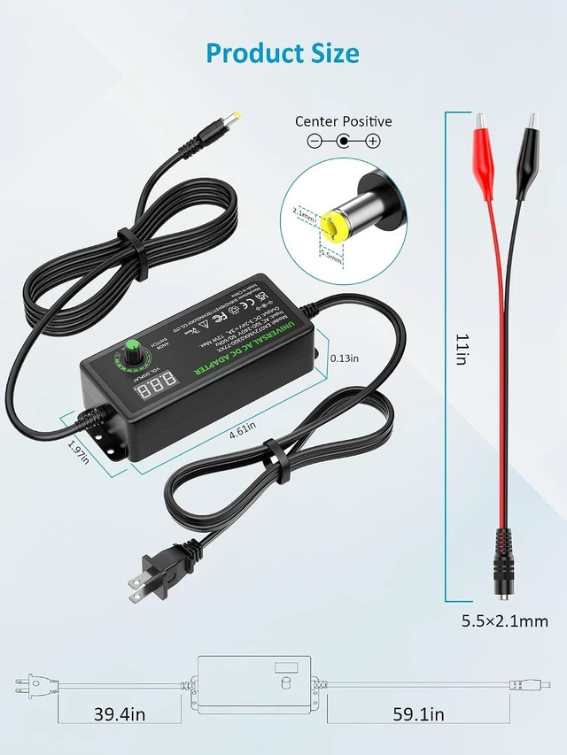 Alt view image 3 of 7 - 3V~24V Universal Power Supply Adjustable AC Adapter DC 5V 9V 12V 14V 20V 3A
