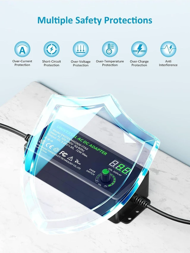 Alt view image 5 of 7 - 3V~24V Universal Power Supply Adjustable AC Adapter DC 5V 9V 12V 14V 20V 3A