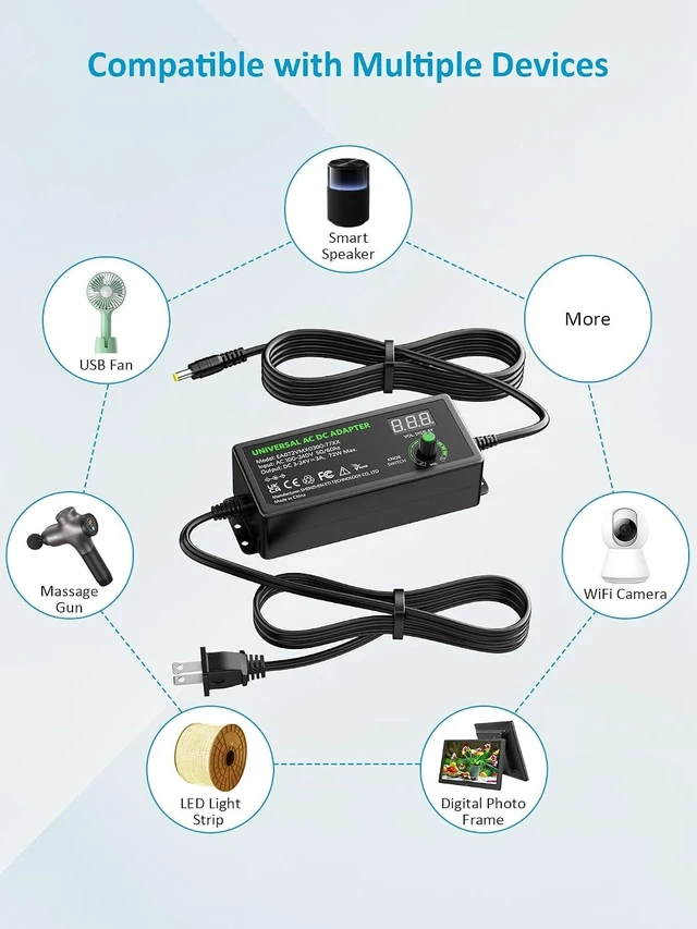 Alt view image 6 of 7 - 3V~24V Universal Power Supply Adjustable AC Adapter DC 5V 9V 12V 14V 20V 3A