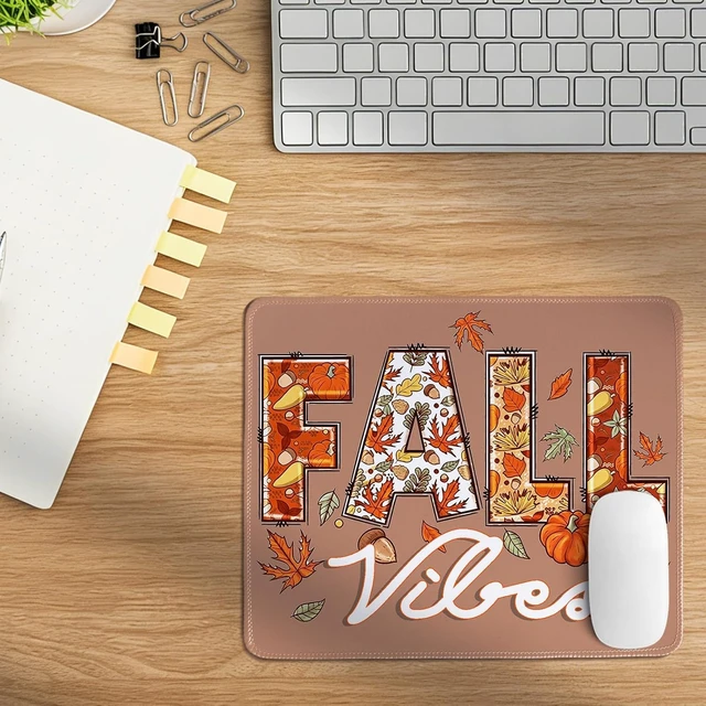 Alt view image 2 of 6 - Cztulip Fall Vibe Mouse Pad Rustic Retro Maple Leaf Pumpkin Acorn Mouse Mat