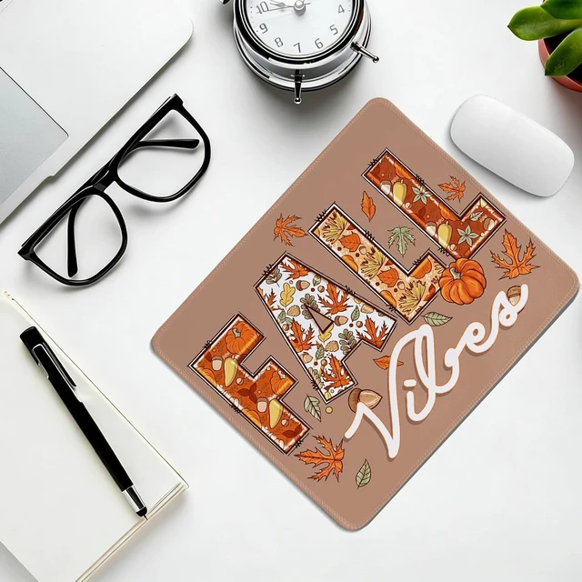 Alt view image 3 of 6 - Cztulip Fall Vibe Mouse Pad Rustic Retro Maple Leaf Pumpkin Acorn Mouse Mat