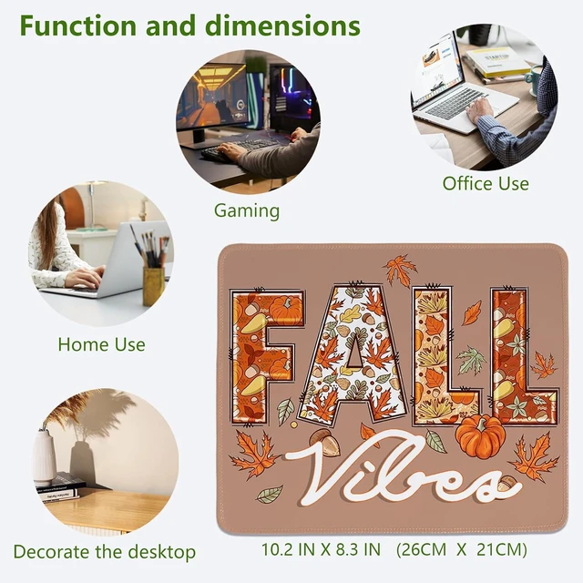 Alt view image 4 of 6 - Cztulip Fall Vibe Mouse Pad Rustic Retro Maple Leaf Pumpkin Acorn Mouse Mat