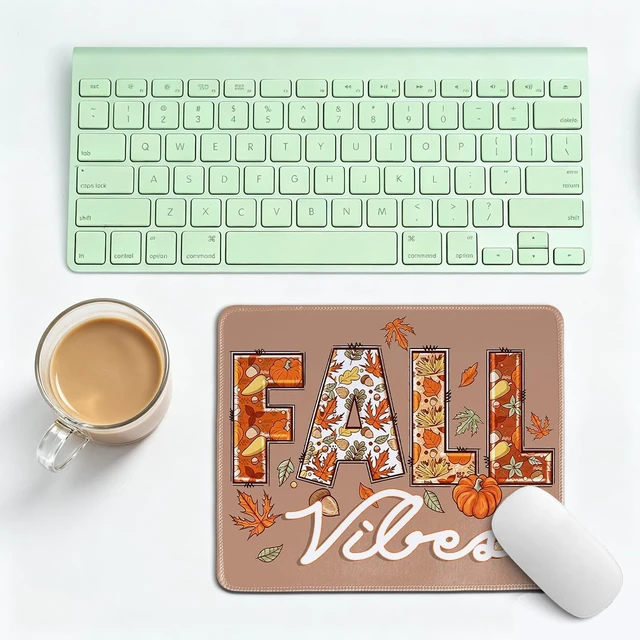 Alt view image 6 of 6 - Cztulip Fall Vibe Mouse Pad Rustic Retro Maple Leaf Pumpkin Acorn Mouse Mat