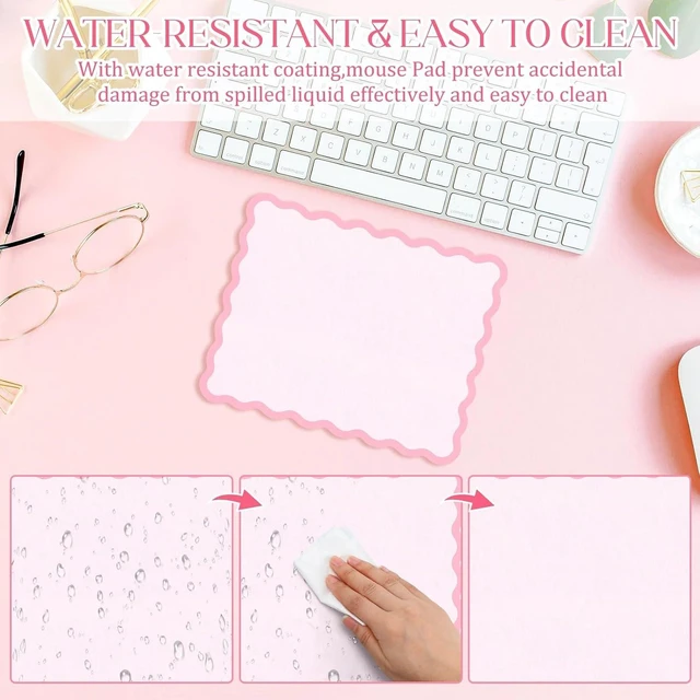 Alt view image 4 of 7 - Cute Scalloped Mouse Pad Non-Slip Mousepad 9.8x7.9in Pink