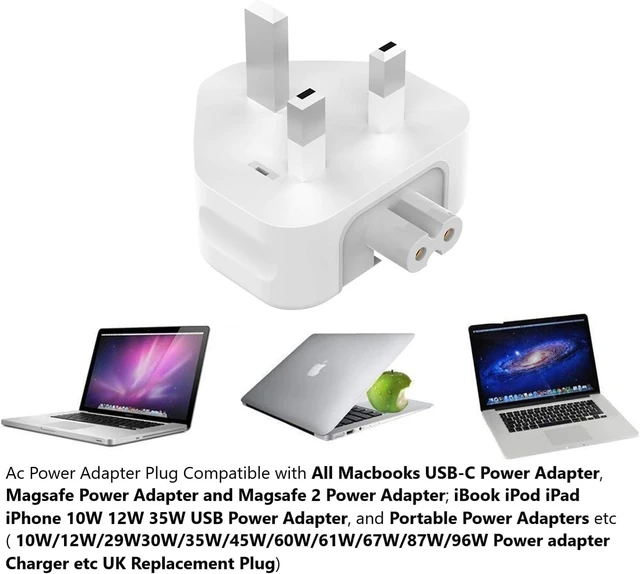 Alt view image 2 of 7 - 3 Prong Mac Duckhead Power Adapter UK Travel Standard Plug Head for MacBook