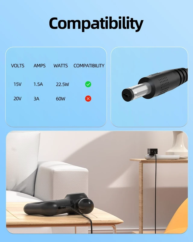 Alt view image 2 of 7 - 15V Charger Replacement for Theragun Mini Prime Massage Gun