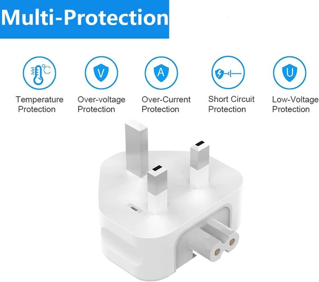 Alt view image 5 of 7 - 3 Prong Mac Duckhead Power Adapter UK Travel Standard Plug Head for MacBook