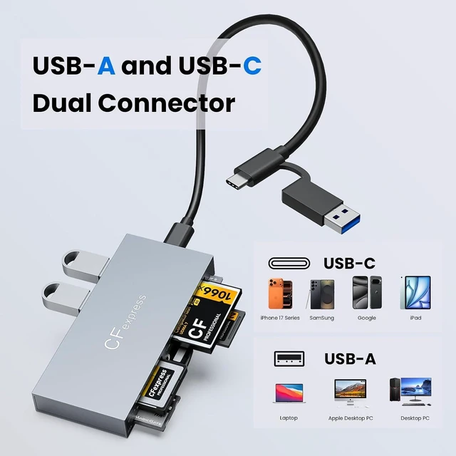 Alt view image 4 of 7 - 8-in-1 CFexpress Type B Card Reader Hub USB-C 3.2 Gen 2 10Gbps