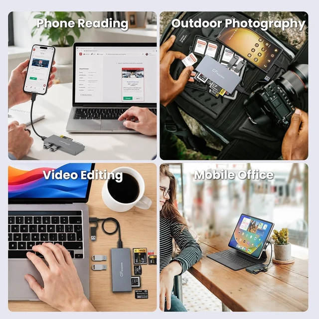 Alt view image 7 of 7 - 8-in-1 CFexpress Type B Card Reader Hub USB-C 3.2 Gen 2 10Gbps