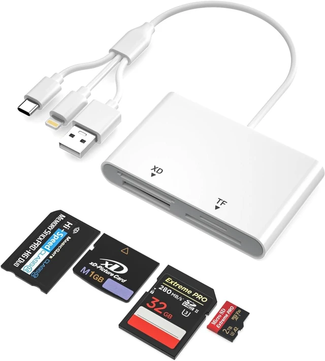 Main image of Memory Stick Pro Duo Adapter for iPhone/Android/PC 4 in 1 SD/TF/MS/XD Picture Card Reader Memory Card Reader Lightning/USB/USB-C OTG Adapter Memory Stick Pro Duo Reader for Plug & Play