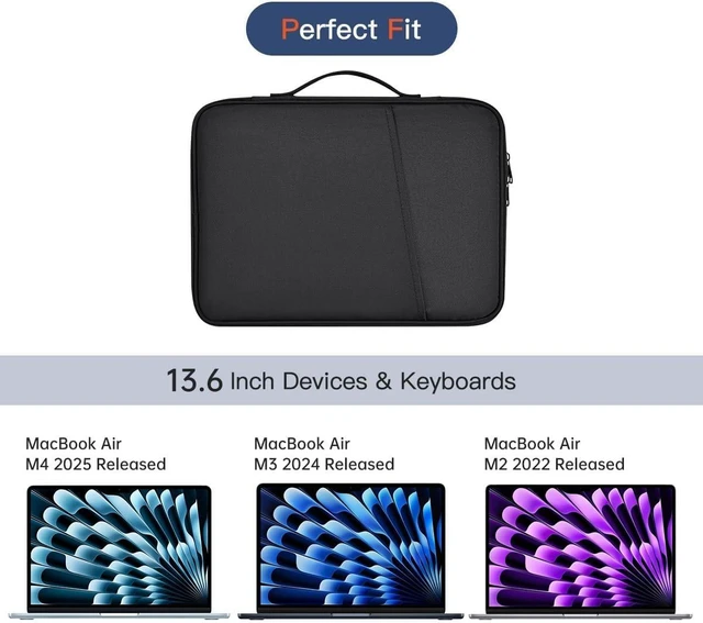 Alt view image 3 of 7 - 13 Inch Laptop Carrying Sleeve for 2026 2025 MacBook Air 13 Inch Laptop with M5 M4 chip A3449 A3240 MacBook Air 13.6 M3 A3113 2024 / M2 A2681 Protective Bag Case with Handle Pocket - Black