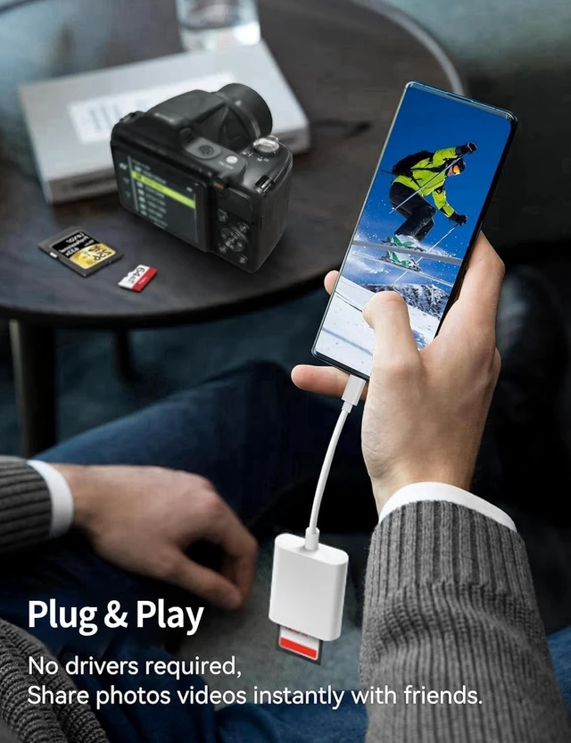 Alt view image 5 of 7 - USB C SD Card Reader for iPhone 17/16/15 Series USB-C to SD/Micro SD Memory Card Adapter for iPad/Mac Pro/Air USBC/Type C Camera Card Reader for Phone Laptop and More USBC Devices