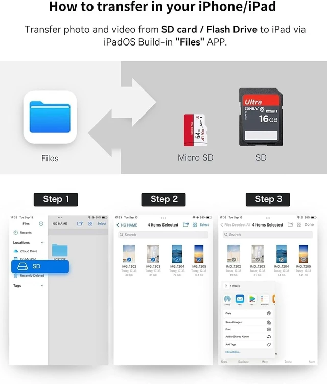 Alt view image 6 of 7 - USB C SD Card Reader for iPhone 17/16/15 Series USB-C to SD/Micro SD Memory Card Adapter for iPad/Mac Pro/Air USBC/Type C Camera Card Reader for Phone Laptop and More USBC Devices