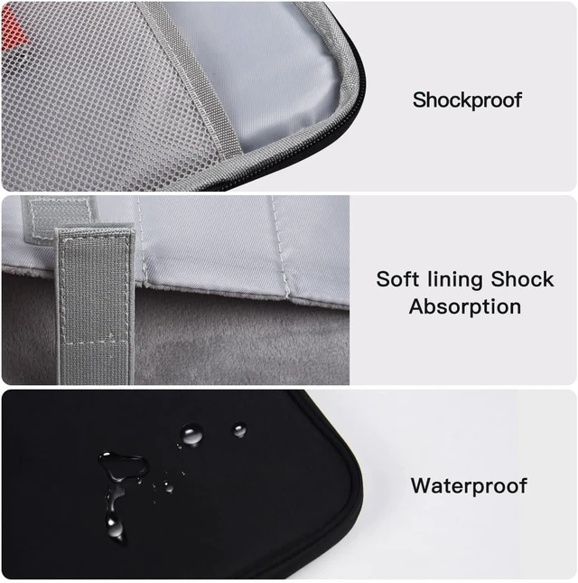 Alt view image 6 of 7 - 13 Inch Laptop Carrying Sleeve for 2026 2025 MacBook Air 13 Inch Laptop with M5 M4 chip A3449 A3240 MacBook Air 13.6 M3 A3113 2024 / M2 A2681 Protective Bag Case with Handle Pocket - Black