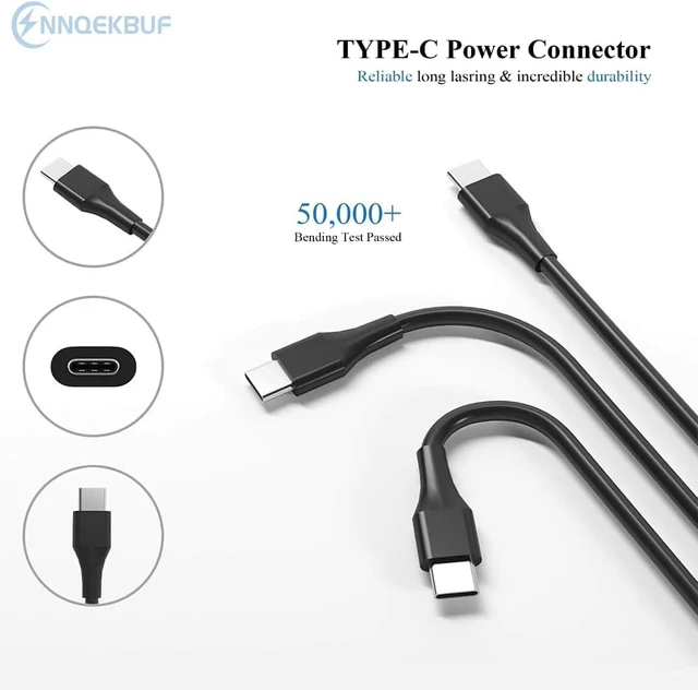 Alt view image 2 of 7 - Universal 45W 65W USB C Laptop Charger Compatible with Hp Chromebook Galaxy Google and Other Type C Fast-Charging Computer AC Adapter Power Cord Supply