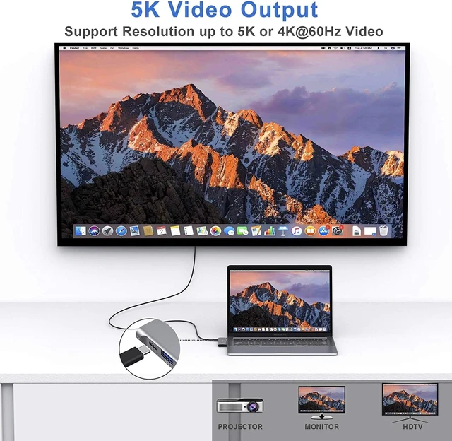 Alt view image 3 of 6 - USB C Adapter for MacBook Pro/Air M1 M2 M3 2021 2020 2019 13 15 16