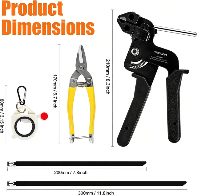 Alt view image 2 of 7 - Stainless Steel Cable Tie Gun KitWith 300pcs Uv Resistant Black Metal Zip Ties Heavy Duty Outdoor (150 Each of 8 12 Inch) Adjustable Fastening Cutting Tie Tool Setsfor Chainlink FenceExhaust Wrap