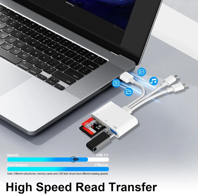 Alt view image 4 of 7 - SD Card Reader for iPhone iPad Mac USB C & Lightning & USB-A 3 in 1 MircoSD/SD Adapter for Digital Camera USBC USB A Memory Card Reader for All Device/Type C Phone/Laptop/Computer