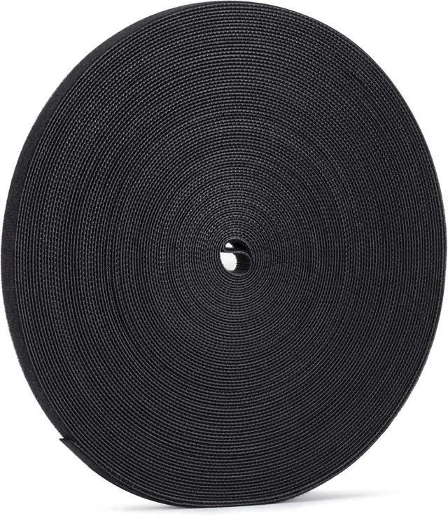Main image of 1/2 inch Reusable Fastening Tape Cable Ties Double-Sided Hook-and-Loop Cable Management Tape (Black 25 Yards)