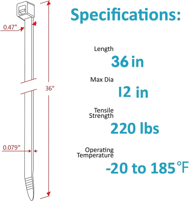 Alt view image 2 of 6 - Long Zip Ties Heavy Duty 36 Inch 220Lb Strong Large Cable Ties 60PCS
