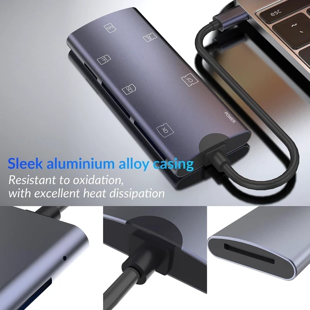 Alt view image 7 of 7 - USB-C Multi SD Card Reader CF SD TF XD MS M2 Card Adapter for Phone Laptop