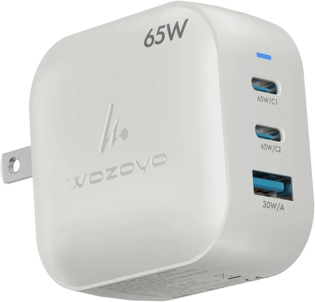 Main image of 65W GaN Charger 2XType-C & USB-A Superfast 2.0 Charging Compatible for iPhone 17/16/16 Pro Max/15 Series/iPad Pro Smartphones Tablets and More PD/PPS/QC 3.0 Compact Foldable Plug