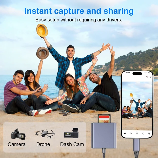 Alt view image 5 of 7 - 1PCS USB C to SD Card Reader Supports SD and TF Memory Cards