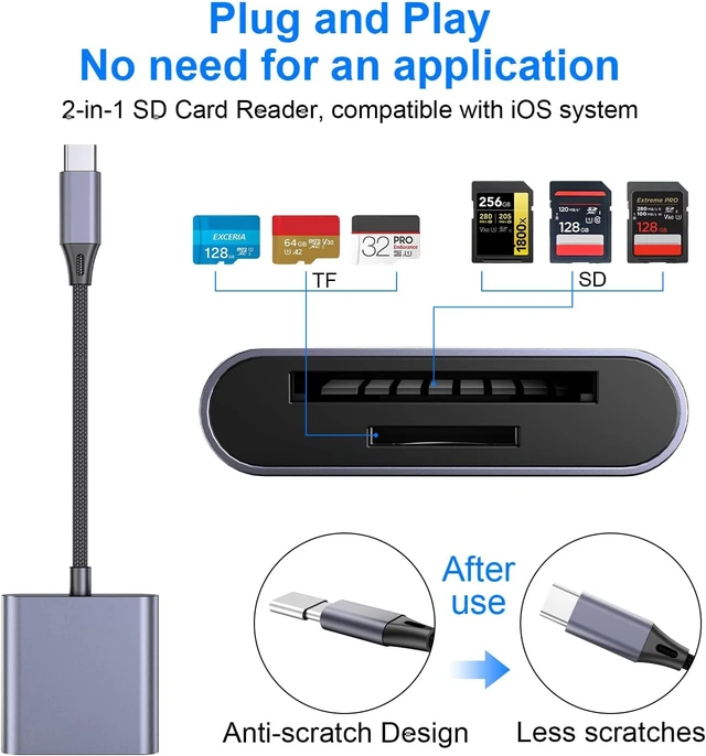 Alt view image 2 of 7 - 1PCS USB C to SD Card Reader Supports SD and TF Memory Cards