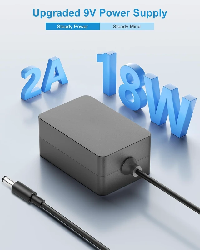 Alt view image 3 of 7 - Upgrade 9V Power Supply GaN 2A 18W AC Adapter 100-240V to DC 9V Power Cord 2Amp 1500mA 1A 800mA 500mA with Polarity Reverse Cable for Guitar Pedal Keyboard LED Light Label Maker Uno R3 R4